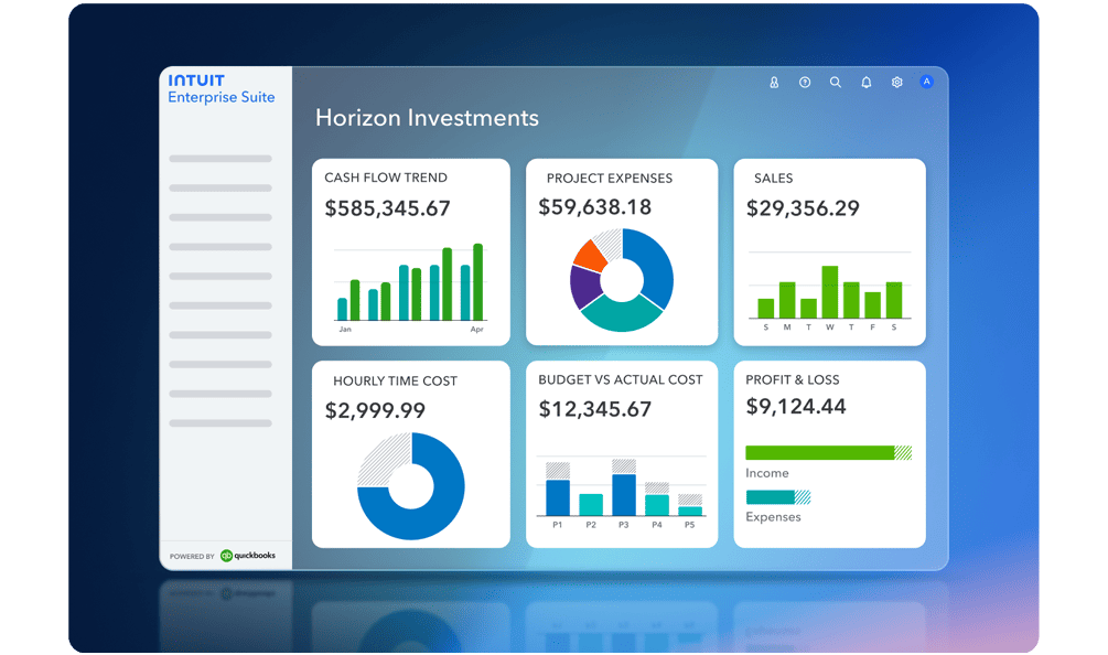 An illustrative product screen of the Intuit Enterprise Suite